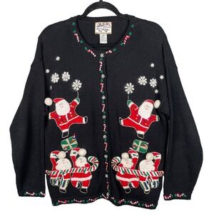 Vintage Heirloom Collectibles Knit Christmas Cardigan Size M Multicolor Cottage‎